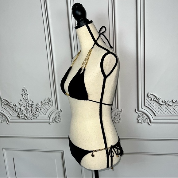 Stella McCartney Black Gold Chain Bikini | Size M Top | Size L Bottoms - Picture 6 of 11